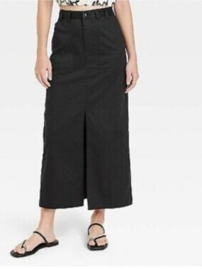 A New Day Black Maxi Front-Slit Women's Skirt NWT Size Small